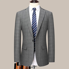 2025 Suits (blazer+ Pants) Men Fashion Business Casual Solid Color Korean Version Slim-fit Plaid Gentleman Wedding Work S-5XL