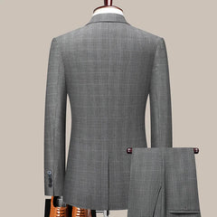 2025 Suits (blazer+ Pants) Men Fashion Business Casual Solid Color Korean Version Slim-fit Plaid Gentleman Wedding Work S-5XL