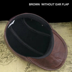 100% genuine leather hat Berets male warm Ear protection cap-Baldwens