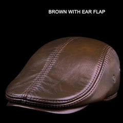 100% genuine leather hat Berets male warm Ear protection cap-Baldwens