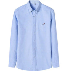 5XL High Quality 100% Cotton Oxford Mens Plaid Shirts Embroidery Casual Long Sleeve Shirt for Men-Baldwens