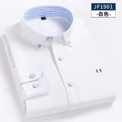 5XL High Quality 100% Cotton Oxford Mens Plaid Shirts Embroidery Casual Long Sleeve Shirt for Men-Baldwens