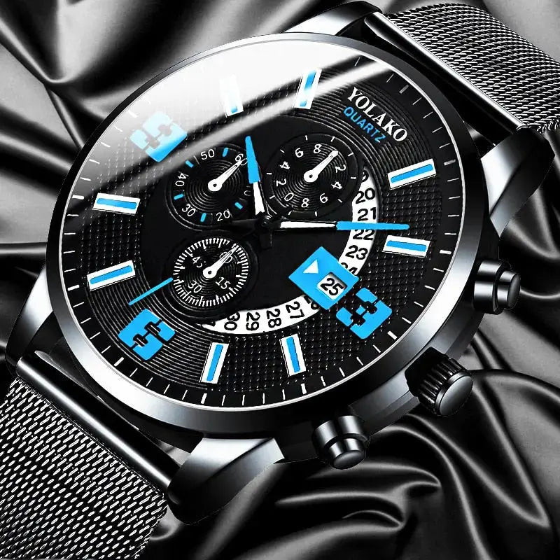 Business Stainless Steel Mesh Belt Quartz Wrist Watch-Baldwens