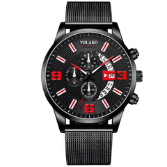 Business Stainless Steel Mesh Belt Quartz Wrist Watch-Baldwens