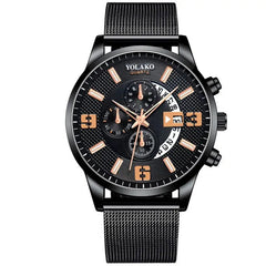 Business Stainless Steel Mesh Belt Quartz Wrist Watch-Baldwens