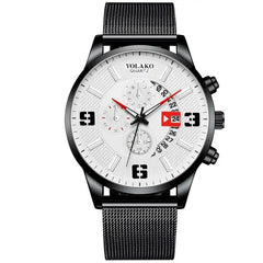 Business Stainless Steel Mesh Belt Quartz Wrist Watch-Baldwens