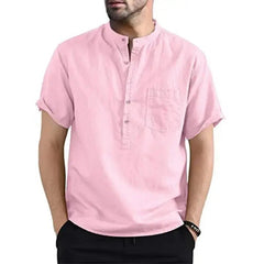 Casual Cotton Linen Loose Solid Color T-shirt-Baldwens