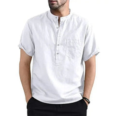 Casual Cotton Linen Loose Solid Color T-shirt-Baldwens