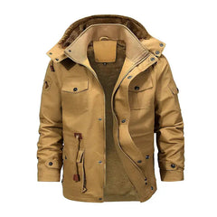 Casual spot zipper pure ligated brown thickened side sewing jacket-Baldwens