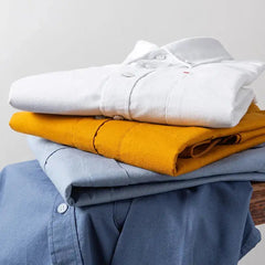 Cotton Oxford Shirt Men's Long Sleeve Fashion Casual Single Patch Pocket-Baldwens