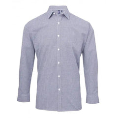 Cotton Shirt Long Sleeve Mens Gingham Black-White-Honesty Sales
