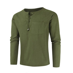 Cotton Shirt-Men's Casual Solid Color Cotton Shirt-Baldwens