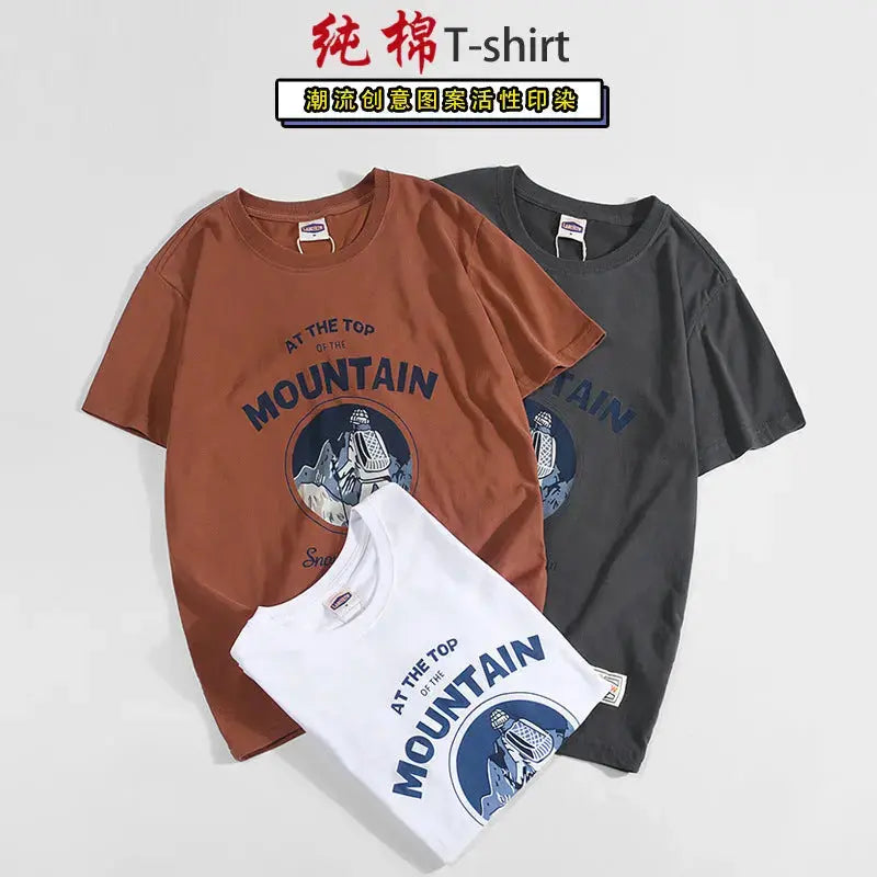 Cotton T-shirt - Men's short-sleeved Summer cotton T-shirt-Baldwens