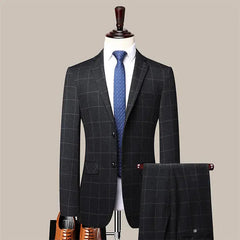 Duios Goirs Brand Men's jacket groom wedding dress British plaid-Baldwens