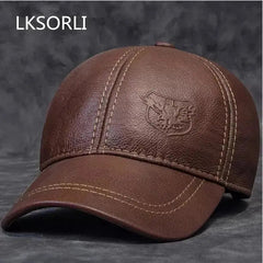 Genuine Leather Cowhide 56-60CM Black/Brown Baseball Caps-Baldwens