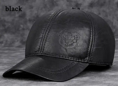 Genuine Leather Cowhide 56-60CM Black/Brown Baseball Caps-Baldwens