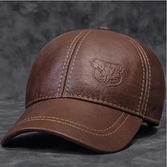 Genuine Leather Cowhide 56-60CM Black/Brown Baseball Caps-Baldwens