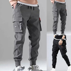 Men Pants Hip Hop Harem Joggers Pants Multi-pocket Cargo Pants-Baldwens
