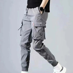 Men Pants Hip Hop Harem Joggers Pants Multi-pocket Cargo Pants-Baldwens