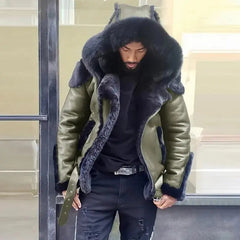 Men Thick Faux Leather Fur Sheepskin Coat-Baldwens