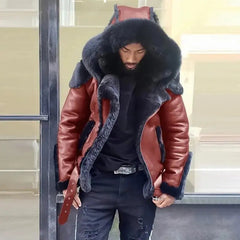 Men Thick Faux Leather Fur Sheepskin Coat-Baldwens