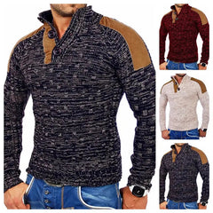 Men's Warm Pullover Sweaters with Buttons Oversized Knitted Pullovers-Baldwens