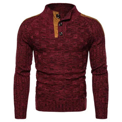 Men's Warm Pullover Sweaters with Buttons Oversized Knitted Pullovers-Baldwens