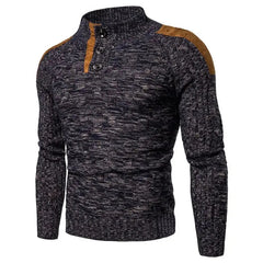 Men's Warm Pullover Sweaters with Buttons Oversized Knitted Pullovers-Baldwens