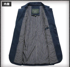 Men's cotton suit - Denim casual loose large size men's cotton suit-Baldwens