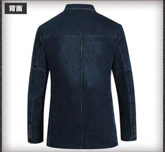 Men's cotton suit - Denim casual loose large size men's cotton suit-Baldwens