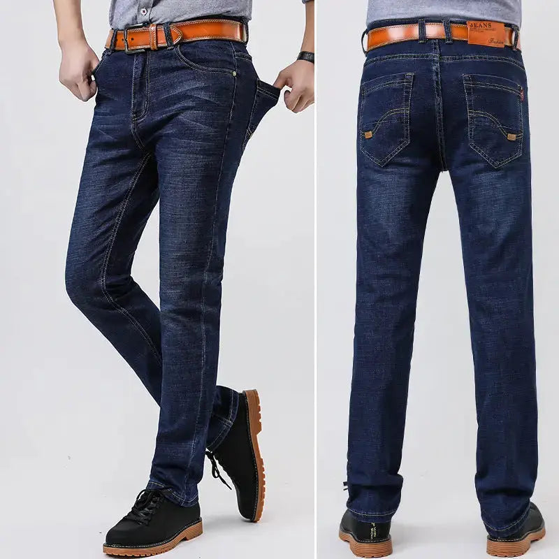 Men's elastic wild cow loose straight trousers-baldwens