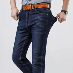 Men's elastic wild cow loose straight trousers-baldwens