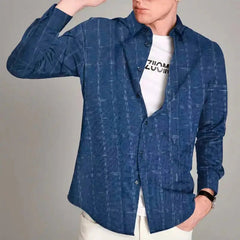 Men's long Casual Cotton long sleeve Button Shirt-Baldwens