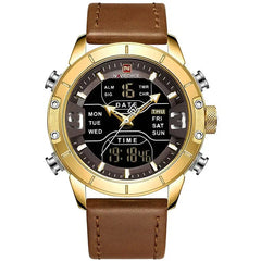 NAVIFORCE Men Luxury Leather Waterproof Quartz Wristwatch-Naviforce