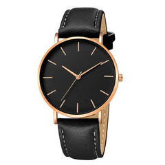 New Fashion Simple Leather Gold Silver Dial Men Watches-Baldwens