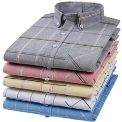New Mens Long Sleeve Oxford Plaid Striped formal  Shirt-Baldwens