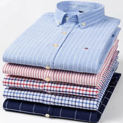 New Plus Size S To 7XL Men Long Sleeve 100% Cotton Oxford Soft Comfortable Regular Fit Quality Man Casual Shirts-Baldwens