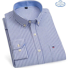 New Plus Size S To 7XL Men Long Sleeve 100% Cotton Oxford Soft Comfortable Regular Fit Quality Man Casual Shirts-Baldwens