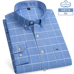New Plus Size S To 7XL Men Long Sleeve 100% Cotton Oxford Soft Comfortable Regular Fit Quality Man Casual Shirts-Baldwens