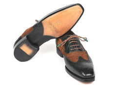 Paul Parkman Goodyear Welted Wingtip Oxfords Brown & Green (ID#9941-BWG) - Honesty Sales