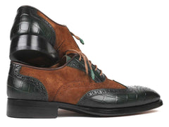 Paul Parkman Goodyear Welted Wingtip Oxfords Brown & Green (ID#9941-BWG) - Honesty Sales