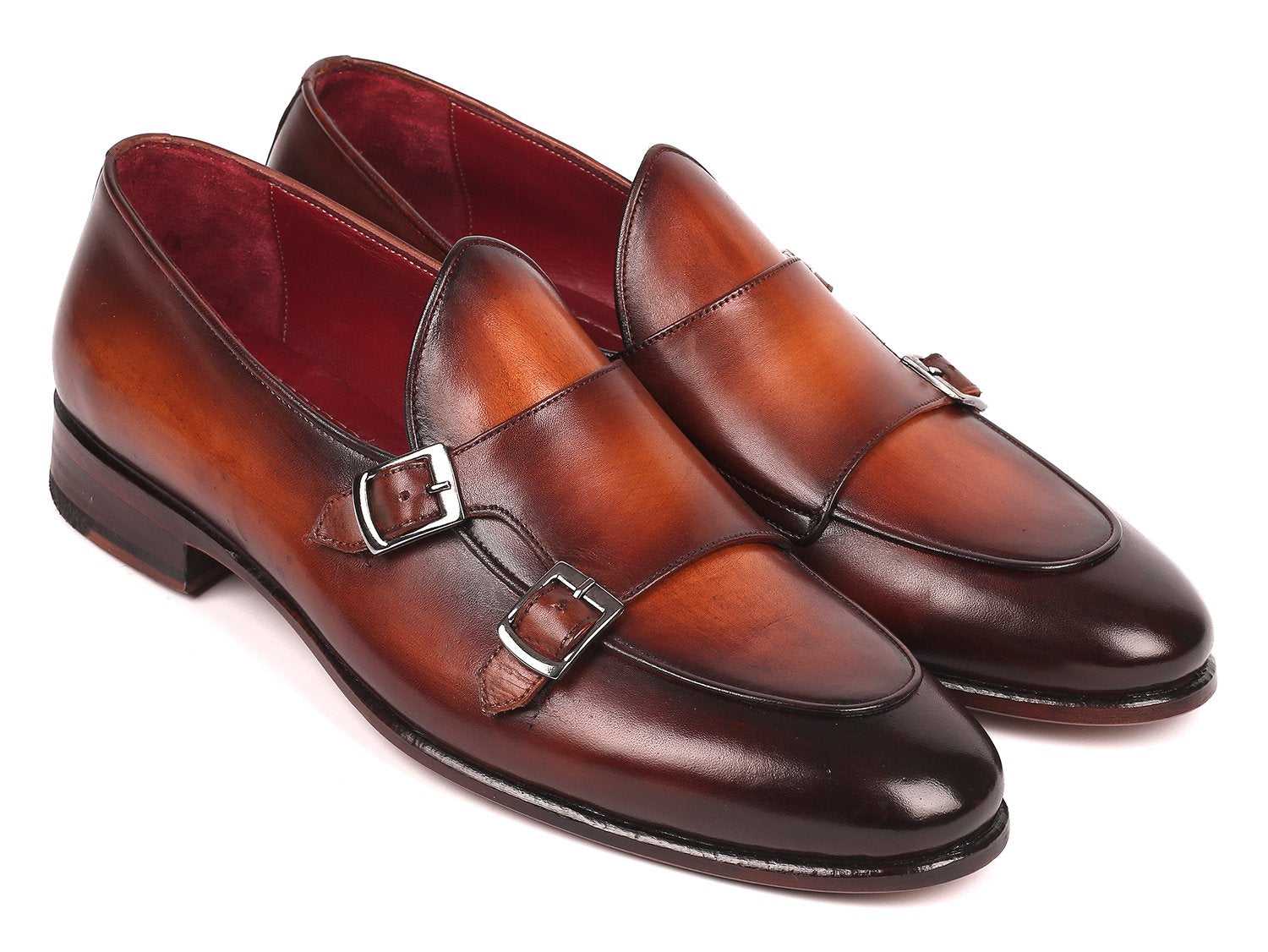 Paul Parkman Men's Brown Double Monkstrap Shoes (ID#HT61BRW) - Honesty Sales
