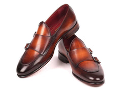 Paul Parkman Men's Brown Double Monkstrap Shoes (ID#HT61BRW) - Honesty Sales