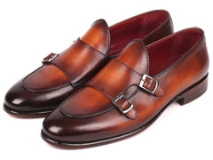Paul Parkman Men's Brown Double Monkstrap Shoes (ID#HT61BRW) - Honesty Sales