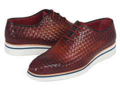 Paul Parkman Men's Brown Woven Leather Smart Casual Shoes (ID#182-RDH-BRW) - Honesty Sales