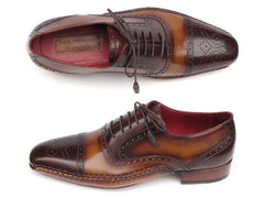 Paul Parkman Men's Captoe Oxfords Brown Hand Painted Shoes (ID#5032-BRW) - Honesty Sales