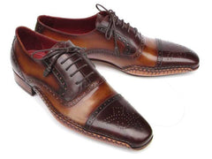 Paul Parkman Men's Captoe Oxfords Brown Hand Painted Shoes (ID#5032-BRW) - Honesty Sales