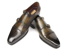 Paul Parkman Men's Goodyear Welted Double Monkstrap Shoes Green (ID#9468-GRN) - Honesty Sales