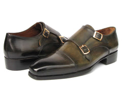 Paul Parkman Men's Goodyear Welted Double Monkstrap Shoes Green (ID#9468-GRN) - Honesty Sales