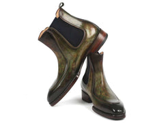Paul Parkman Men's Green Handpainted Chelsea Boots Goodyear Welted (ID#BT822GRN) - Honesty Sales